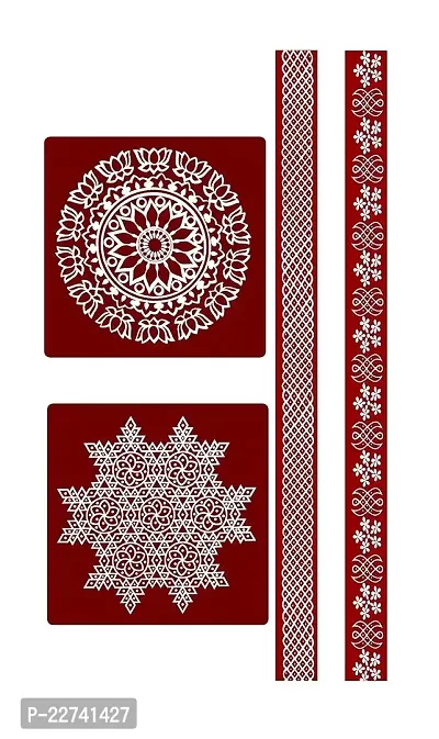 ABS HERBALS : Rangoli Sticker, kolam Sticker for: Wall, Tile, Floor, Wood, Steel Sticker [1PACK] [MEROON]-thumb0