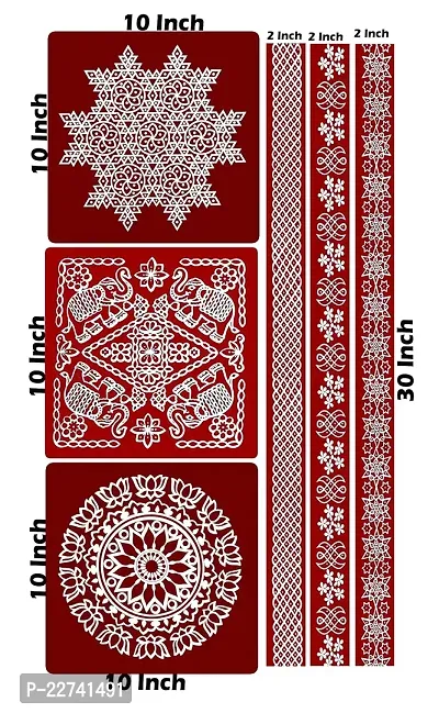 ABS HERBALS : Rangoli Sticker, kolam Sticker for: Wall, Tile, Floor, Wood, Steel Sticker [15x30inch 1PACK] [MEROON]-thumb4