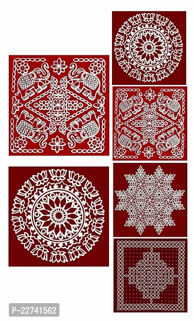 ABS HERBALS : Rangoli Sticker, kolam Sticker for: Wall, Tile, Floor, Wood, Steel Sticker [10x10inch 1PACK]-thumb0