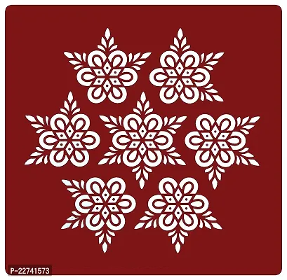 ABS HERBALS : Rangoli Sticker, kolam Sticker for: Wall, Tile, Floor, Wood, Steel Sticker [10x10inch 1PACK] [MEROON]