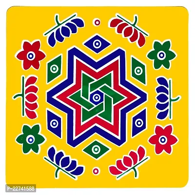 ABS HERBALS : Rangoli Sticker, kolam Sticker for: Wall, Tile, Floor, Wood, Steel Sticker [10x10inch 1PACK]-thumb2