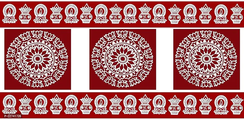 ABS HERBALS : Rangoli Sticker, kolam Sticker for: Wall, Tile, Floor, Wood, Steel Sticker [19x30inch 1PACK] [MEROON]-thumb0