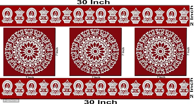 ABS HERBALS : Rangoli Sticker, kolam Sticker for: Wall, Tile, Floor, Wood, Steel Sticker [19x30inch 1PACK] [MEROON]-thumb4