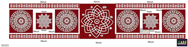 ABS HERBALS : Rangoli Sticker, kolam Sticker for: Wall, Tile, Floor, Wood, Steel Sticker [15x30inch 1PACK] [MEROON]