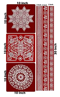 ABS HERBALS : Rangoli Sticker, kolam Sticker for: Wall, Tile, Floor, Wood, Steel Sticker [1PACK] [MEROON]-thumb1