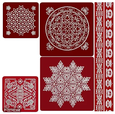 ABS HERBALS : Rangoli Sticker, kolam Sticker for: Wall, Tile, Floor, Wood, Steel Sticker [10x30inch 1PACK] [MEROON]