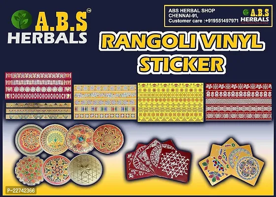 ABS HERBALS : Rangoli Sticker, kolam Sticker for: Wall, Tile, Floor, Wood, Steel Sticker [10x30inch 1PACK] [MEROON]-thumb3