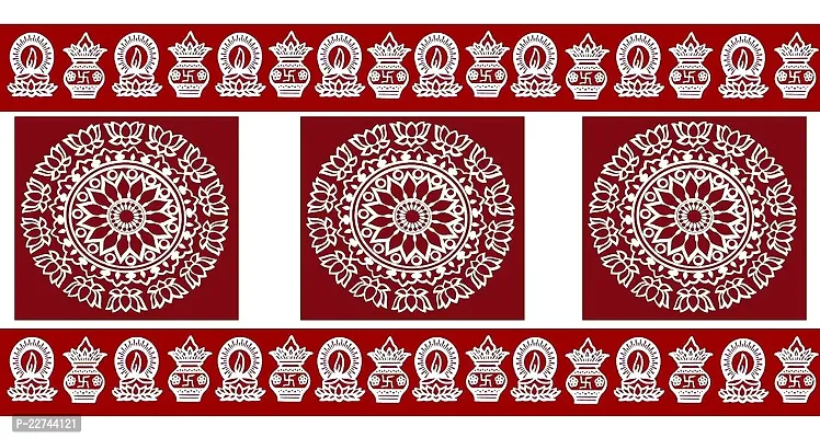 ABS HERBALS : Rangoli Sticker, kolam Sticker for: Wall, Tile, Floor, Wood, Steel Sticker [10x30inch 1PACK] [MEROON]-thumb0