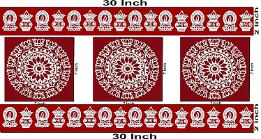 ABS HERBALS : Rangoli Sticker, kolam Sticker for: Wall, Tile, Floor, Wood, Steel Sticker [10x30inch 1PACK] [MEROON]-thumb1