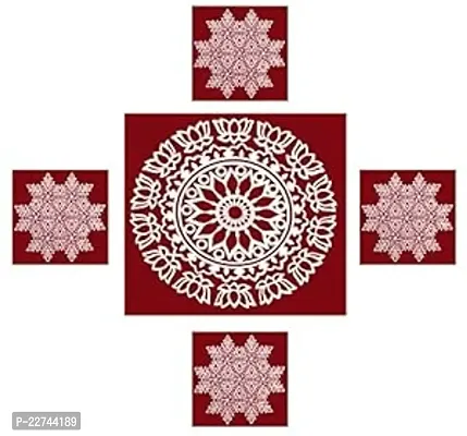 ABS HERBALS : Rangoli Sticker, kolam Sticker for: Wall, Tile, Floor, Wood, Steel Sticker [10x10inch PACK OF 1 SET] [MEROON]-thumb0