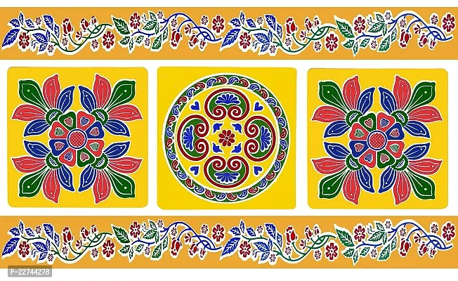 ABS HERBALS : Rangoli Sticker, kolam Sticker for: Wall, Tile, Floor, Wood, Steel Sticker [PACK OF 1SET]-thumb0