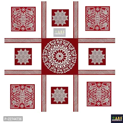 ABS HERBALS : Rangoli Sticker, kolam Sticker for: Wall, Tile, Floor, Wood, Steel Sticker [PACK OF 1SET] [MEROON]-thumb0