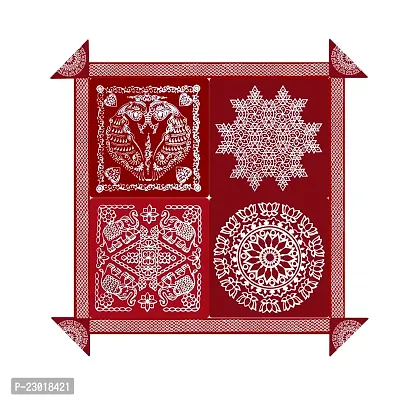 ABS HERBALS : Rangoli Sticker, kolam Sticker for: Wall, Tile, Floor, Wood, Steel Sticker [33x34inch PACK OF 1SET] [MEROON]-thumb0