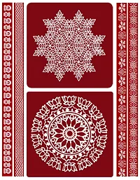 ABS HERBALS : Rangoli Sticker, kolam Sticker for: Wall, Tile, Floor, Wood, Steel Sticker [15x15 2PIC,30*2 4PIC inch. PACK OF 1SET] [MEROON] [Modal :MB2,MP4]-thumb3