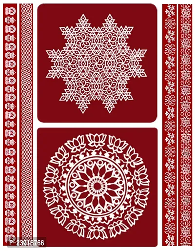 ABS HERBALS : Rangoli Sticker, kolam Sticker for: Wall, Tile, Floor, Wood, Steel Sticker [15x15 2PIC,30*2 4PIC inch. PACK OF 1SET] [MEROON] [Modal :MB2,MP4]-thumb4