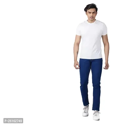 Stylish Navy Blue Denim Mid-Rise Jeans Jeans For Men