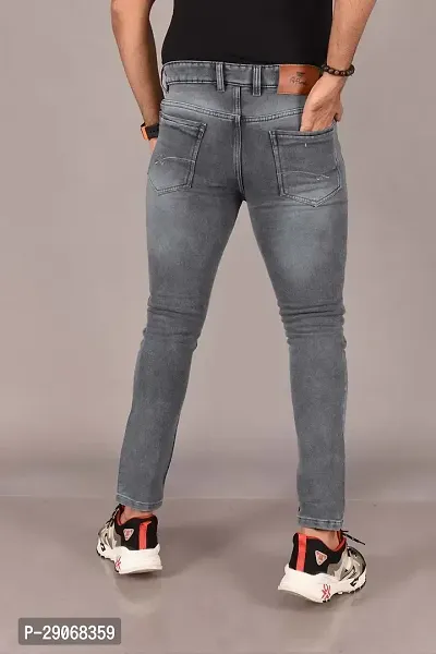 Stylish Grey Denim Mid-Rise Jeans For Men-thumb3