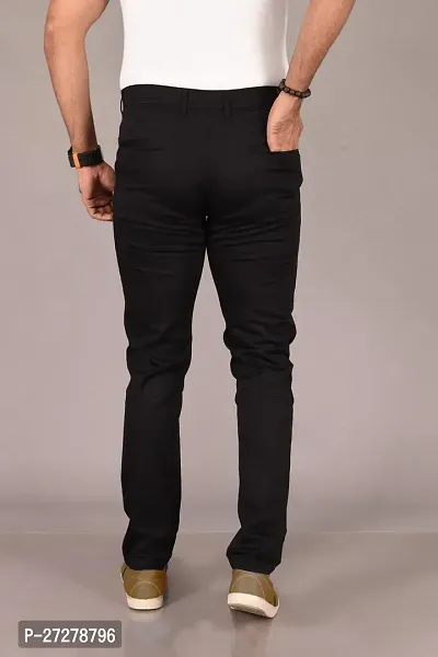 Stylish Black Cotton Blend Solid Trouser For Men-thumb4