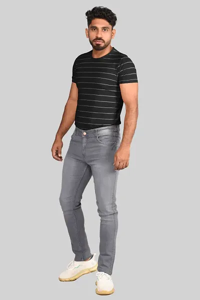 Stylish Denim Faded Mid Rise Jeans For Men