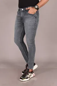 Stylish Grey Denim Mid-Rise Jeans For Men-thumb1