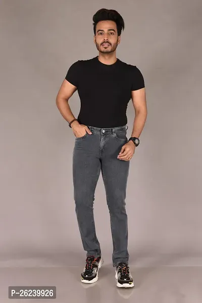 Stylish Olive Denim Solid High-Rise Jeans For Men-thumb0