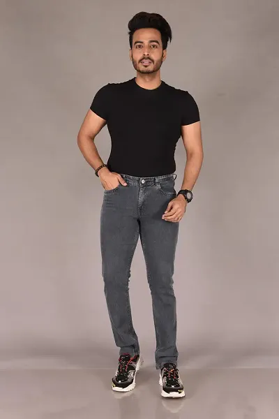 Stylish Denim Solid High-Rise Jeans For Men