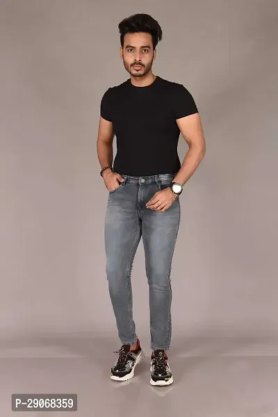 Stylish Grey Denim Mid-Rise Jeans For Men-thumb0