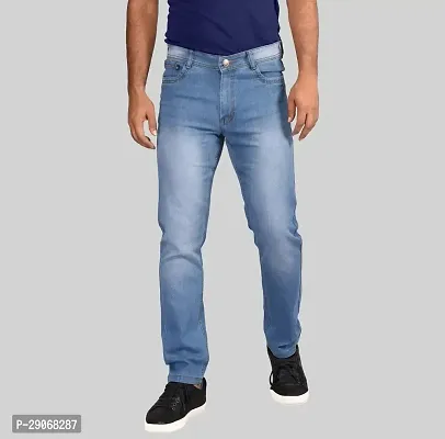 Stylish Blue Denim Mid-Rise Jeans For Men