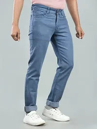 Stylish Blue Denim Solid Mid-Rise Jeans For Men-thumb4