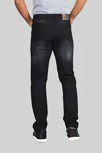 Stylish Black Denim Faded Mid-Rise Jeans For Men-thumb1