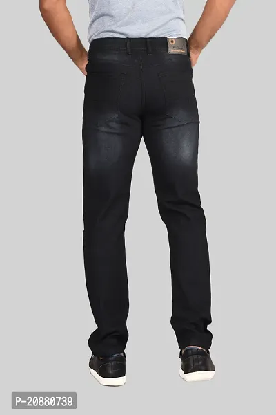 Stylish Black Denim Faded Mid-Rise Jeans For Men-thumb2