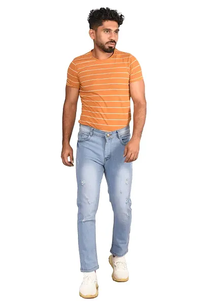 Stylish Denim Faded Mid-Rise Jeans For Men