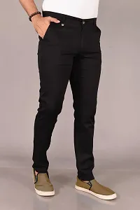 Stylish Black Cotton Blend Solid Trouser For Men-thumb2