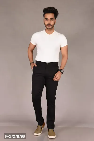 Stylish Black Cotton Blend Solid Trouser For Men-thumb5