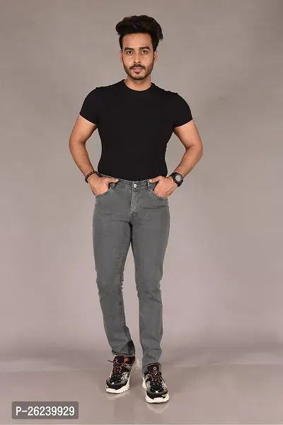 Stylish Copper Denim Solid High-Rise Jeans For Men-thumb5