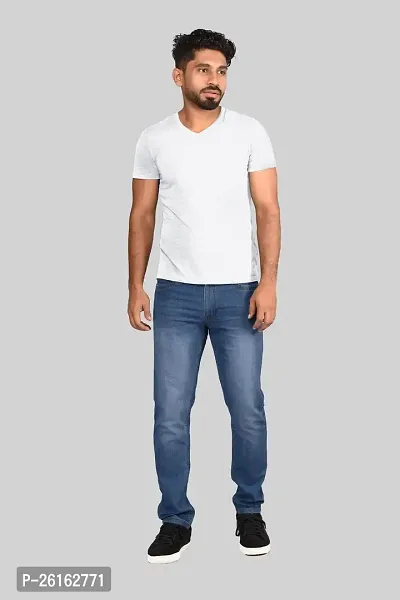 Stylish Blue Denim Mid-Rise Jeans Jeans For Men-thumb0