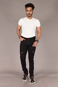 Stylish Black Denim Solid High-Rise Jeans For Men-thumb3