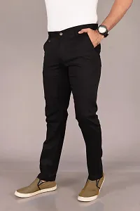 Stylish Black Cotton Blend Solid Trouser For Men-thumb1