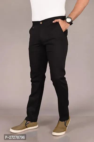 Stylish Black Cotton Blend Solid Trouser For Men-thumb2