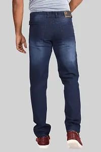 Stylish Navy Blue Denim Mid-Rise Jeans For Men-thumb1