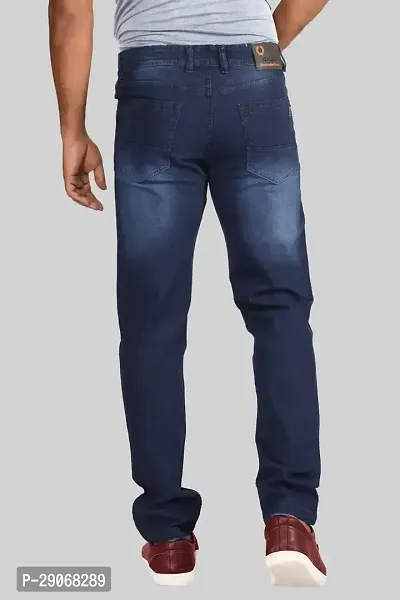 Stylish Navy Blue Denim Mid-Rise Jeans For Men-thumb2