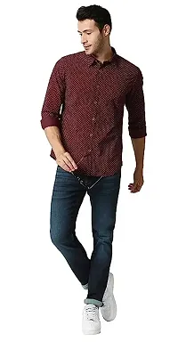 Reliable Maroon Cotton Printed Long Sleeves Casual Shirt For Men-thumb2