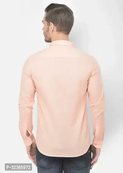 Reliable Peach Cotton Solid Long Sleeves Casual Shirt For Men-thumb4