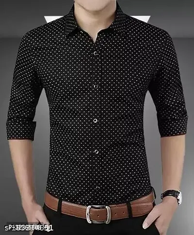 Reliable Black Cotton Printed Long Sleeves Casual Shirt For Men-thumb3