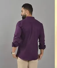 Reliable Purple Cotton Solid Long Sleeves Casual Shirt For Men-thumb4