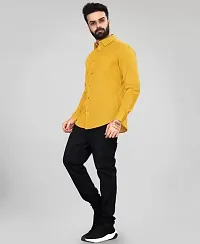 Reliable Golden Cotton Solid Long Sleeves Casual Shirt For Men-thumb2