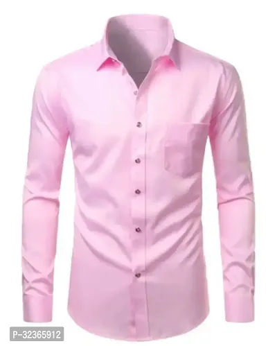 Reliable Pink Cotton Solid Long Sleeves Casual Shirt For Men