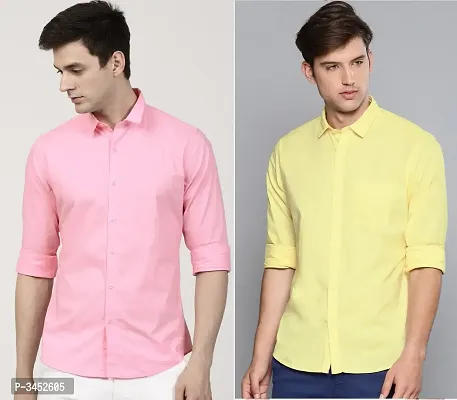 Multicoloured Cotton Solid Casual Shirts For Men