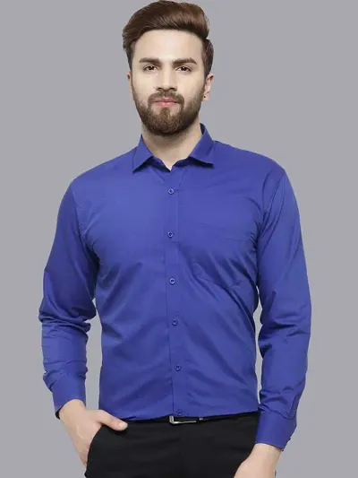 RG DESIGNERS Solid Slim Fit Formal Shirt (42, NAVYBLUE)