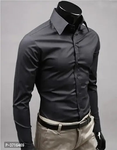 Black Cotton Solid Casual Shirts For Men-thumb0